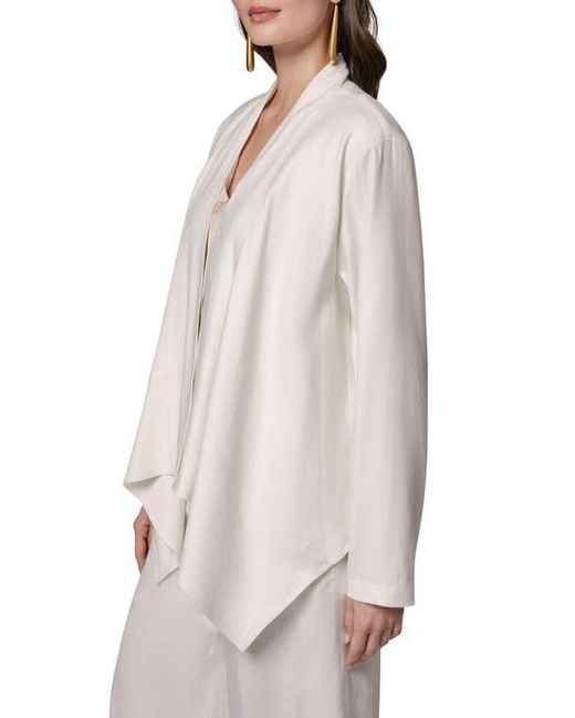 Donna Karan White Drape Front Jacket