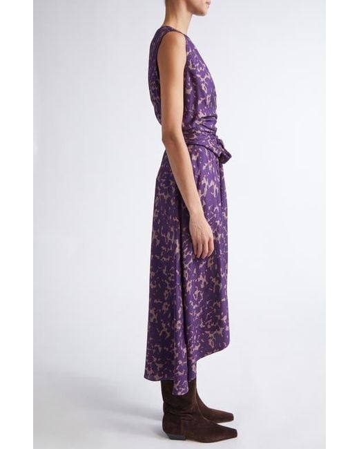Altuzarra Purple Penny Print Silk High-Low Maxi Dress