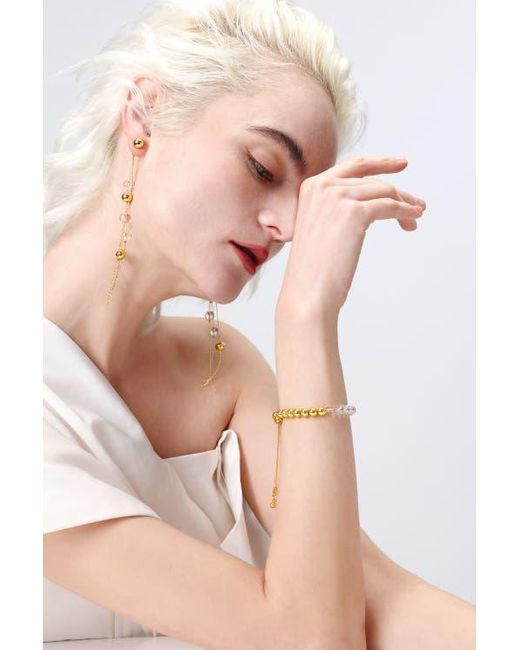 Classicharms Metallic Frostlily Clear Crystal And Bead Bolo Bracelet