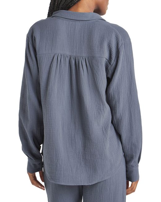 Splendid Gray Adele Oversize Cotton Gauze Button-up Shirt