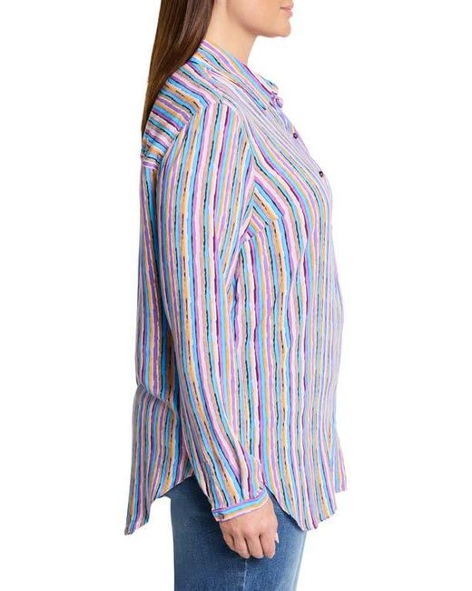 NIC+ZOE Blue Solstice Stripe Button-Up Shirt