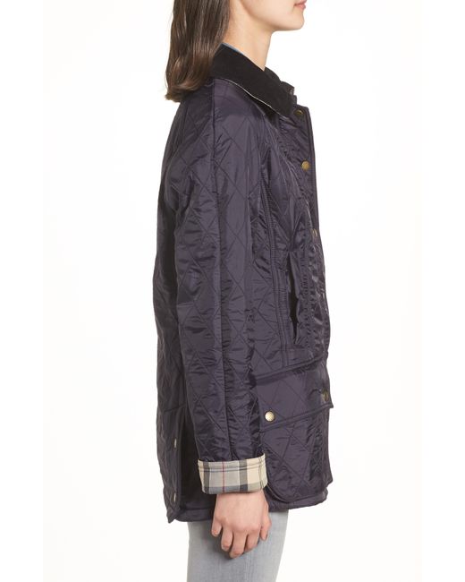 Barbour Beadnell Fleece Lined Quilted Jacket in Blue Lyst