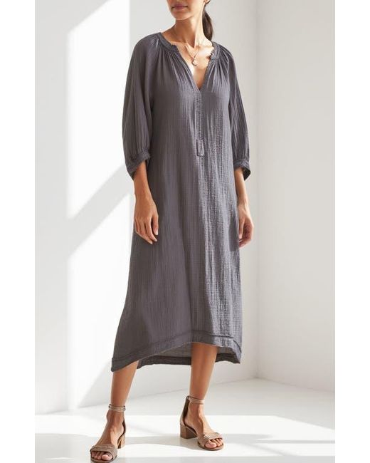 ocean + main Gray Gauze Dress With Pockets