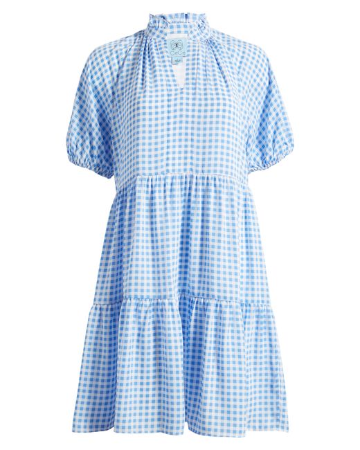 Cece Gingham Print Babydoll Dress in Blue Lyst
