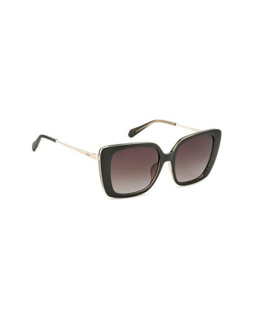 Fossil Brown 54Mm Gradient Square Sunglasses