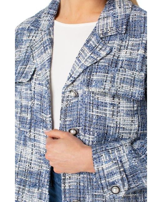 Liverpool Los Angeles Blue Boxy Tweed Jacket
