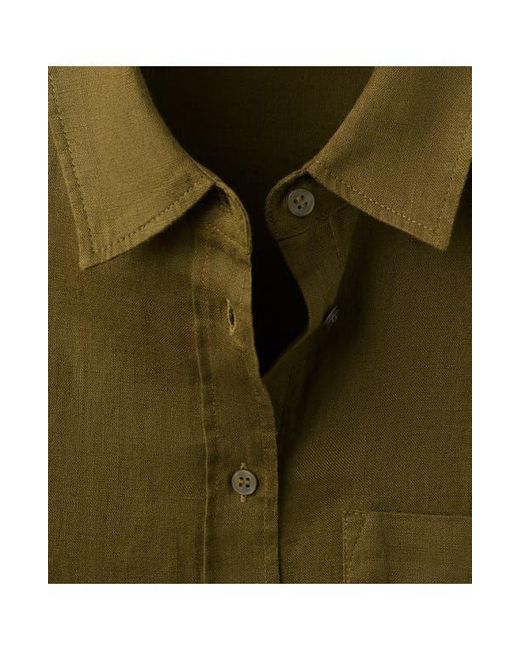 Mango Green Linen Button-Up Shirt