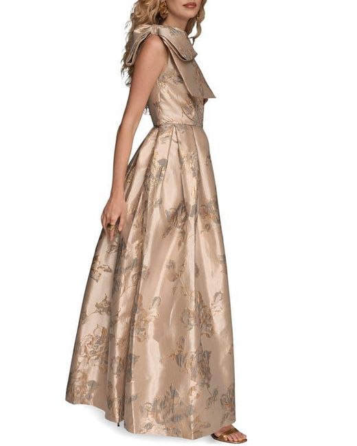 donna karan champagne dress Donna Karan Floral Jacquard Strapless Ball Gown NWT Size 2 Taupe Champagne