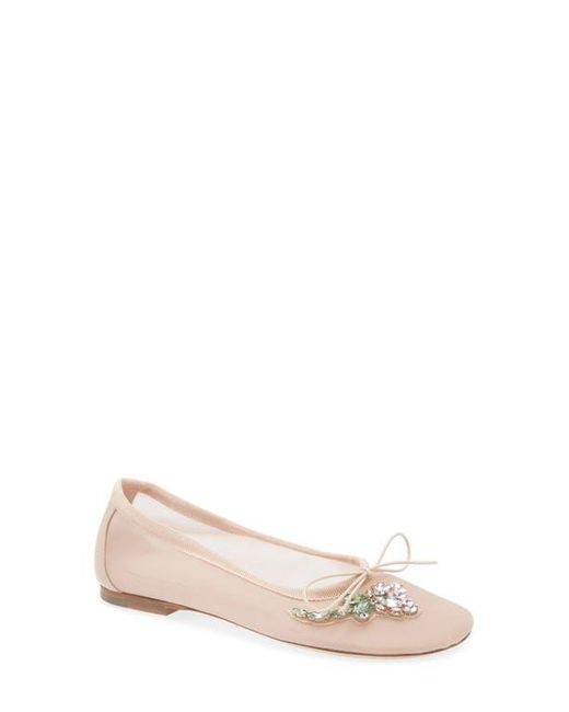 Simone Rocha Pink Embellished Flower Mesh Ballerina Flat