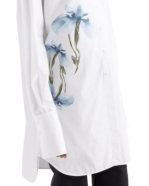 Givenchy White Oversize Iris Print Cotton Button-up Shirt
