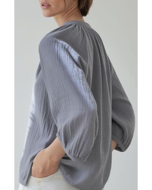 ocean + main Gray Gauze Top