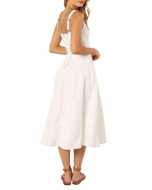 Petal & Pup Una Fit & Flare Midi Dress in White | Lyst