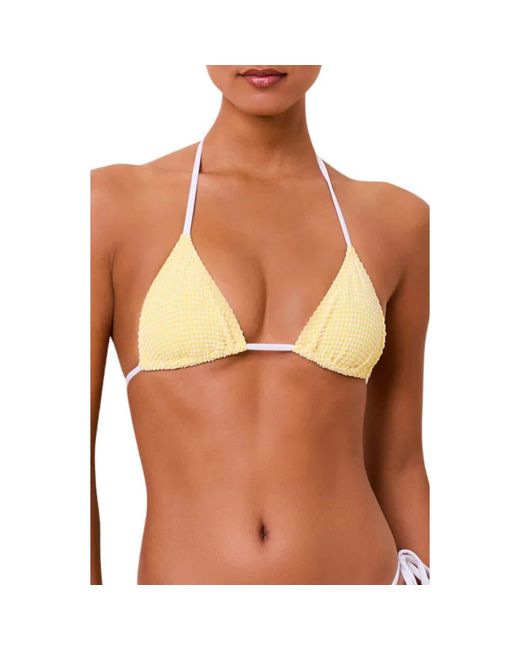 Solid & Striped Brown The Iris Gingham Triangle Bikini Top