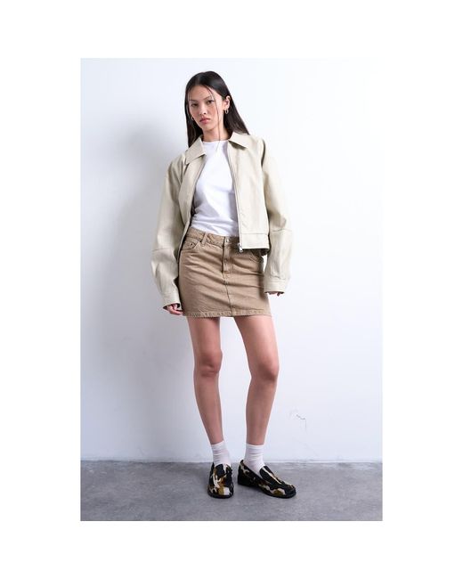 TOPSHOP White Denim Miniskirt