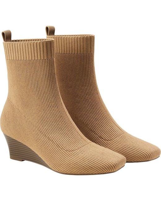 VIVAIA Brown Margot Wedge Bootie Square-Toe Water-Repellent Boots