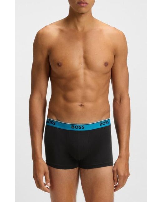 Boss Blue Assorted 3-Pack Power Stretch Cotton Trunks for men