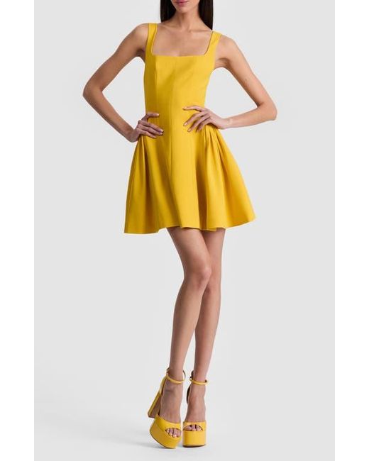 Alice + Olivia Yellow Vera Fit & Flare Minidress