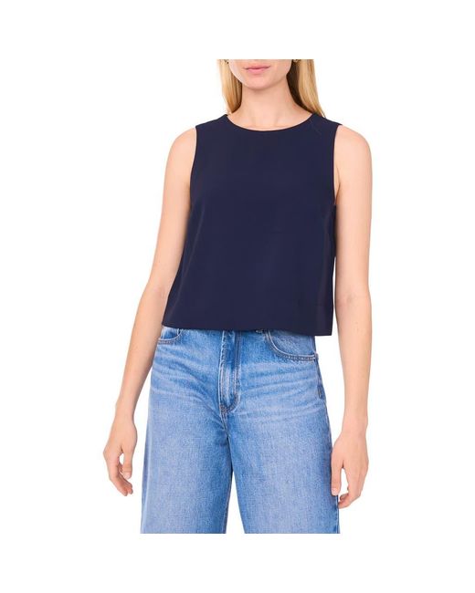 1.STATE Blue Sleeveless Boxy Twill Top