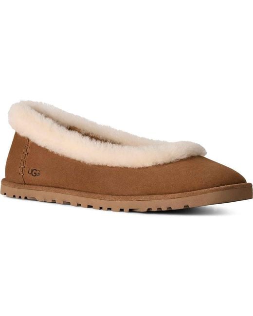 Ugg Natural Zora Genuine Shearling Trim Ballet Flat