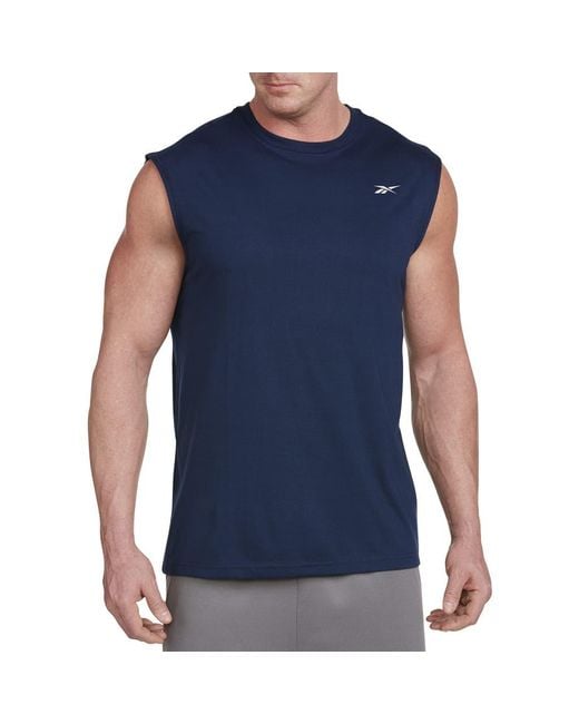 Reebok Blue Performance Jersey Tech Muscle Tee for men