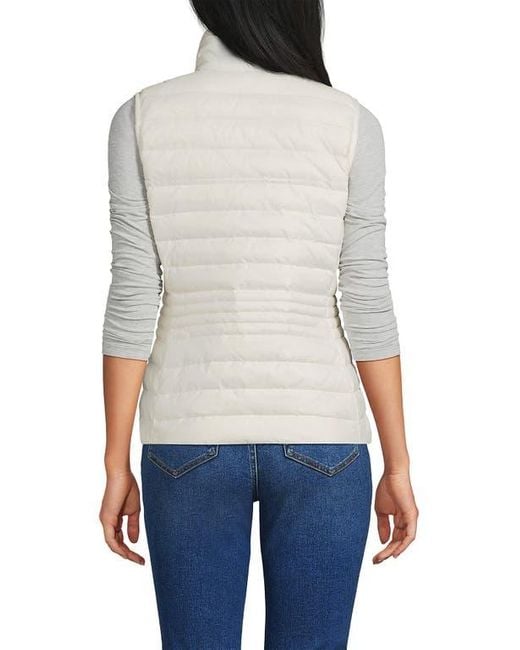 Lands' End White Wanderweight Packable Ultralight Down Vest