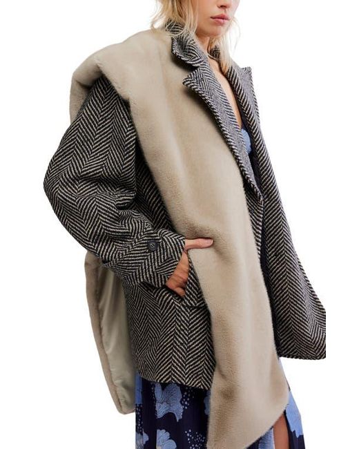 Free People Black Snow Angel Faux Fur Scarf