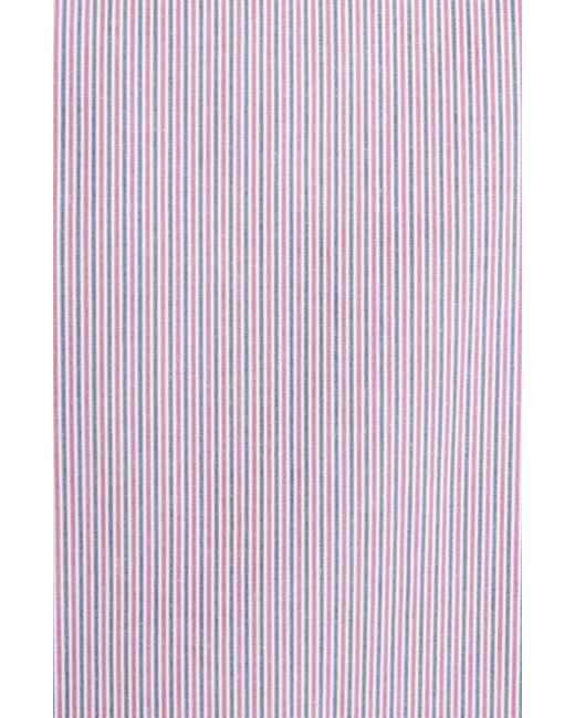 Thom Browne Purple Straight Fit Stripe Short Sleeve Cotton Seersucker Button-down Shirt for men