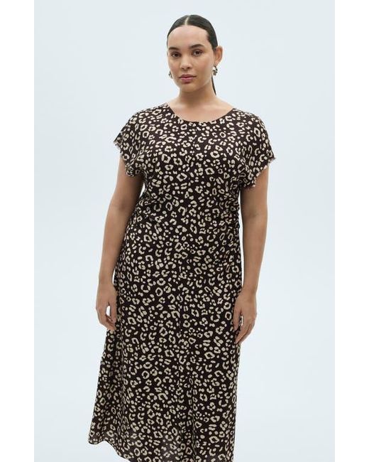 Mango Black Leopard Print Midi Dress