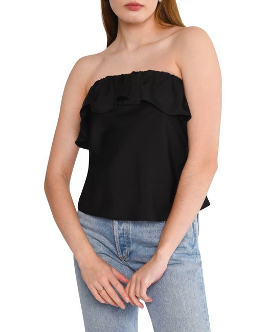 Wayf Black All Yours Ruffle Strapless Top