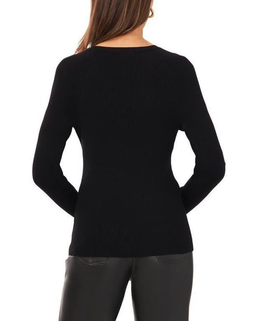 Halogen® Black Button Rib Sweater