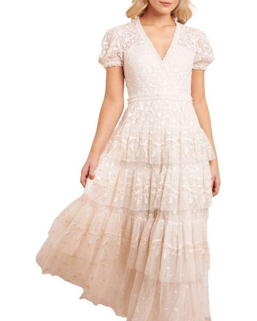 Needle & Thread Pink Layered Lace Ankle Gown