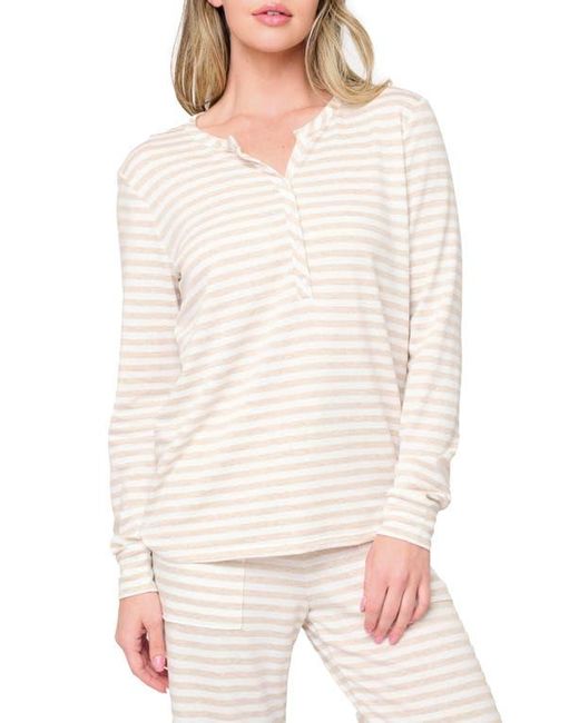 Gibsonlook White Serene Mornings Stripe Print Henley Top