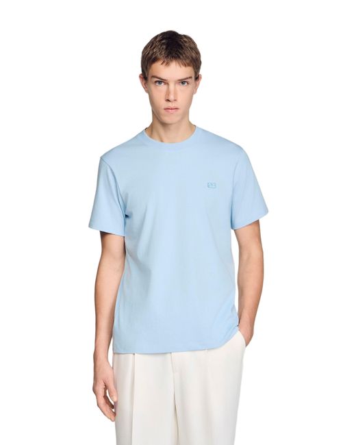 Sandro Blue T-Shirt With Double S Patch for men