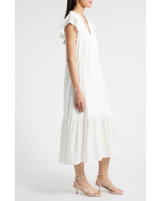 Julia Jordan White Flutter Sleeve Midi Dress