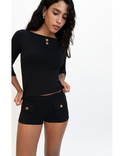 Oddli Black Button Mini Shorts
