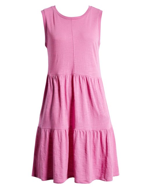 Caslon Pink Caslon(r) Sleeveless Tiered Jersey Dress