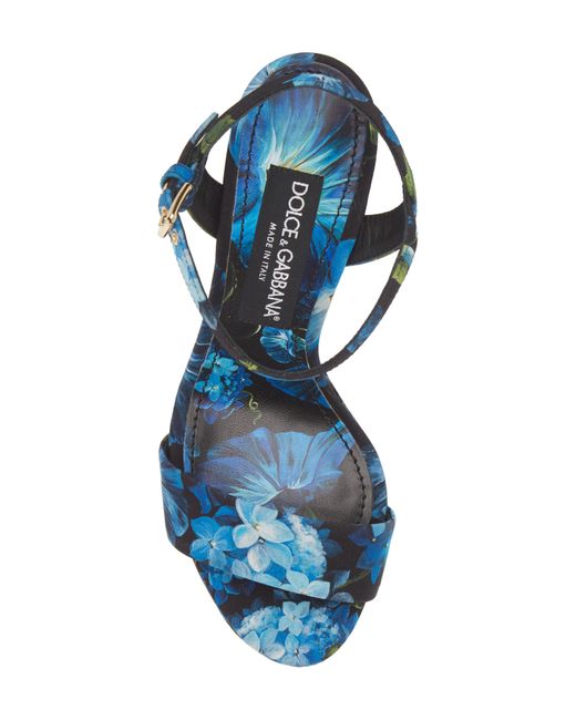 Dolce & Gabbana Blue Keira Floral Ankle Strap Platform Sandal