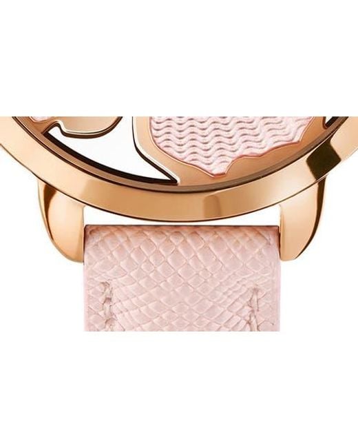 Ted Baker Pink Lilabel Leather Strap Watch, 36Mm