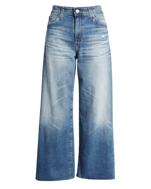 AG Jeans Blue Saige Crop Raw Hem Wide Leg Jeans
