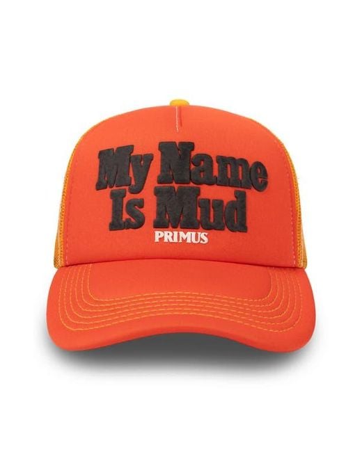 Pleasures Orange Mud Snapback Trucker Hat for men
