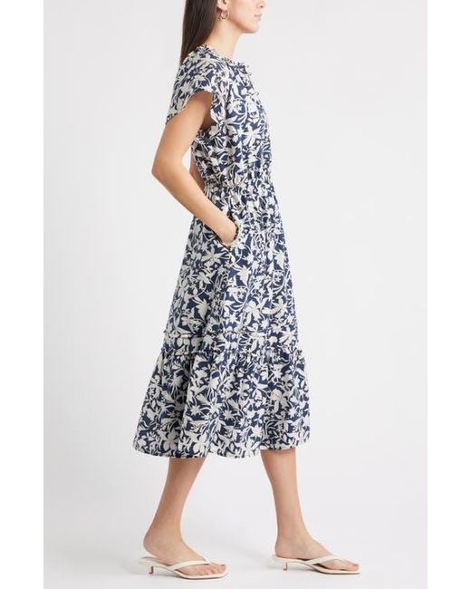 Caslon Multicolor Front Button Midi Dress