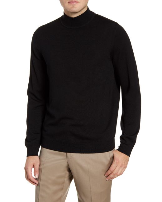 Nordstrom Black Mock Neck Merino Wool Sweater for men