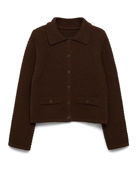 Mango Brown Textured Cardigan