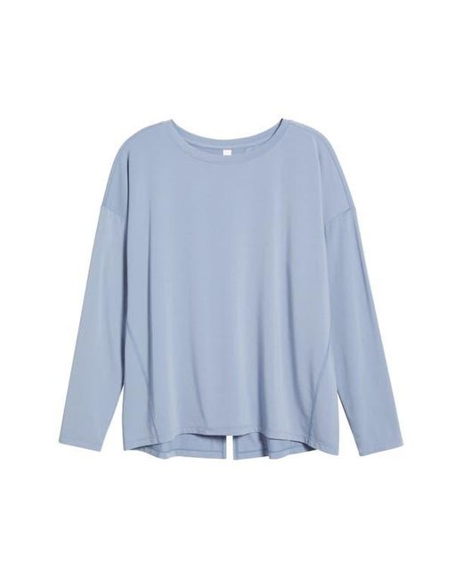 Zella Blue Breathe Long Sleeve Split Back T-Shirt