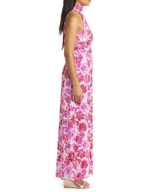 Lilly Pulitzer Red Lilly Pulitzer Wyota Floral High Neck Midi Dress
