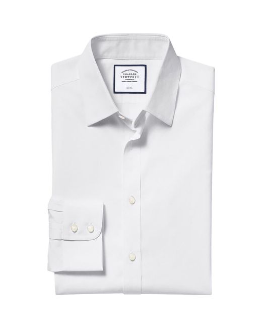 Charles Tyrwhitt White Non-Iron Poplin Slim Fit Shirt Double Cuff for men