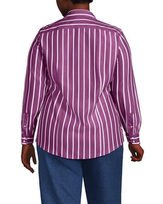 Lands' End Red Plus Size No Iron Button Front Shirt