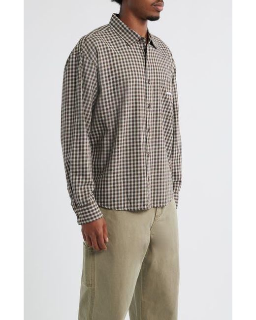 Obey Brown Bigwig Andy Shadow Check Cotton Button-Up Shirt for men