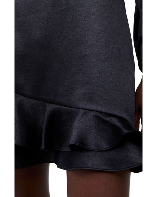 French Connection Black Denney Long Sleeve Satin Cocktail Dress