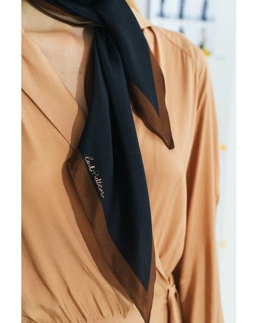 Lost Pattern Blue Satin Silk Neck Scarf